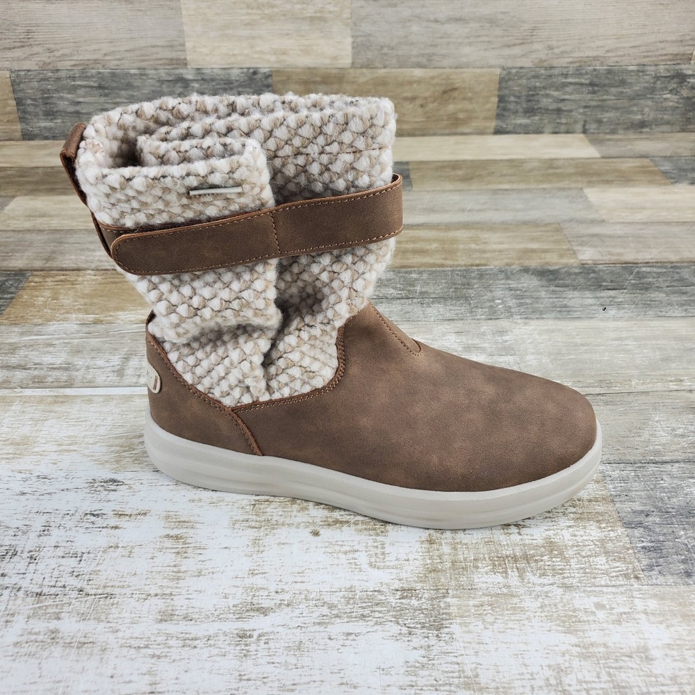 Hey Dude Robin Womens Boot Sz 7 Brown Faux Suede Adjustable Strap Pull On Casual